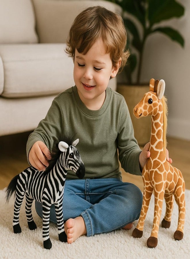 DTR Creation Jungle Safari Plush Toy Combo - Zebra & Giraffe Soft Toys (30cm Each) | Animal Stuffed Toys Gift for Kids | Cuddly Wildlife Plush Set for Boys & Girls - Image 4